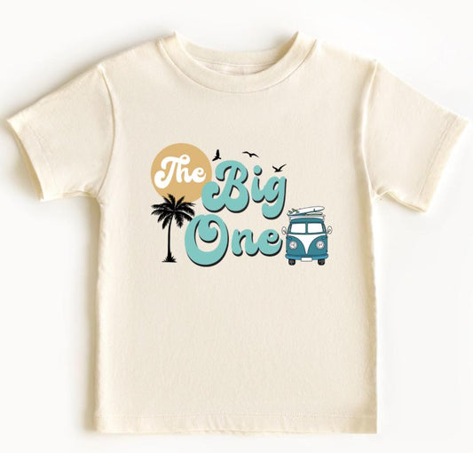 The Big One, cream Big One T-shirt surf neutral color , first  birthday beach party , white birthday t-shirt, birthday baby boy t-shirt.