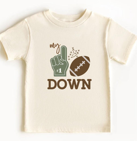 First Year down toddler baby t-shirt,Football 1st birthday