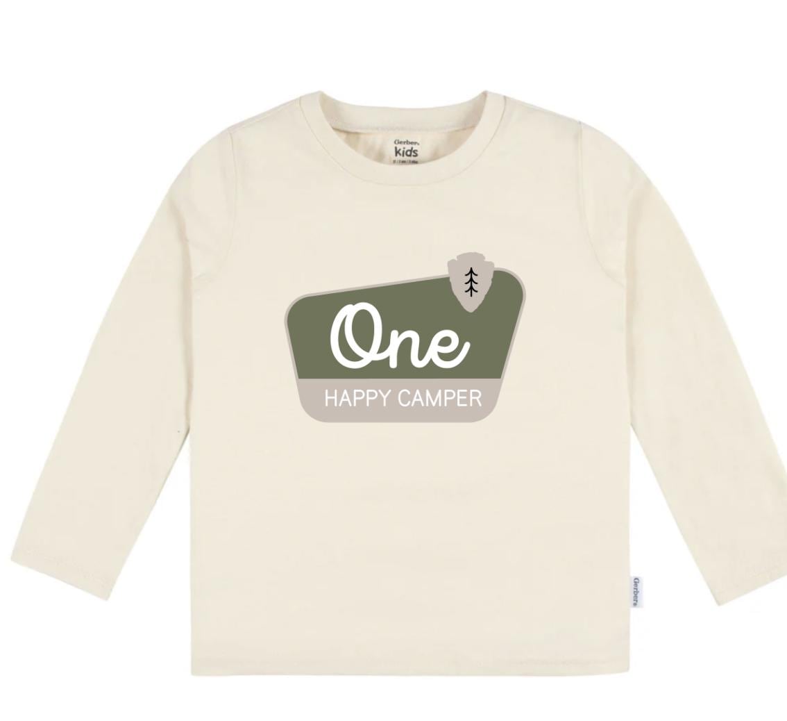 One Happy Camper Birthday Shirt, Personalized First Birthday Shirt, Baby Toddler Outfit by Bee Cute Baby