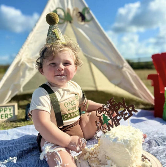 One Happy Camper Birthday Shirt, Personalized First Birthday Shirt, Baby Toddler Outfit by Bee Cute Baby