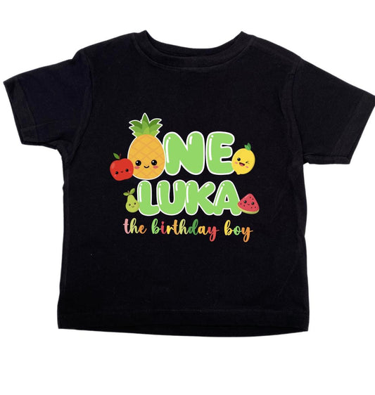 Fruit Birthday Boy Personalized toddler baby t-shirt, dancing birthday, toddler birthday