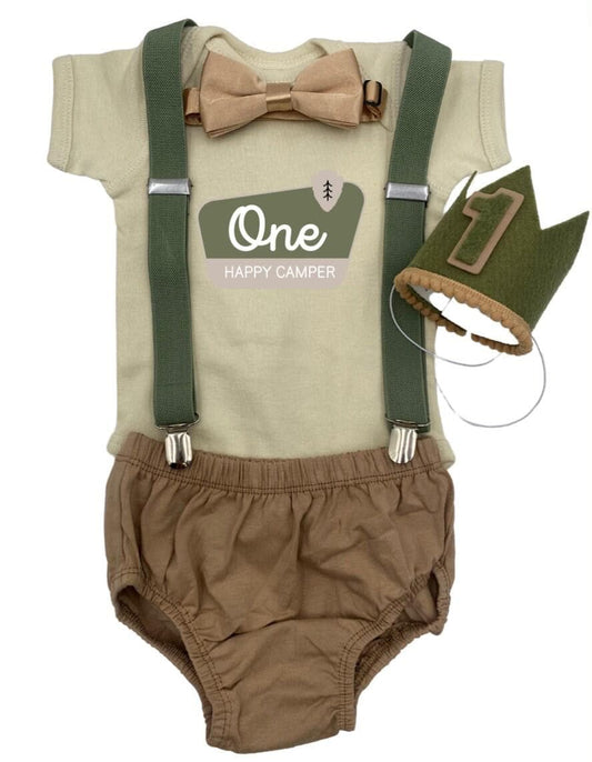 One Happy Camper Birthday Shirt, Personalized First Birthday Shirt, Baby Toddler Outfit by Bee Cute Baby