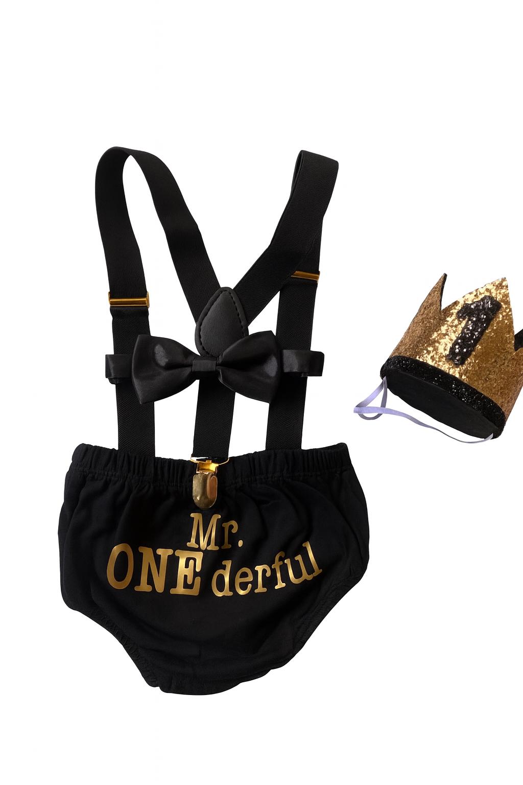 Mr. Onederful Cake Smash Outfit, Personalized First Birthday Outfit, Birthday Photo Set by Bee Cute Baby
