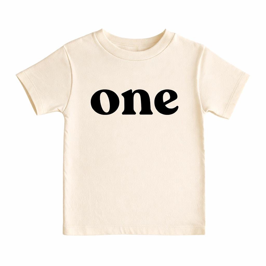 One Shirt, First Birthday Tee, Minimalist One Birthday Shirt, Neutral Cake Smash Outfit, Baby 1st Birthday Shirt by Bee Cute Baby