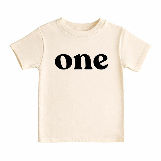 One Shirt, First Birthday Tee, Minimalist One Birthday Shirt, Neutral Cake Smash Outfit, Baby 1st Birthday Shirt by Bee Cute Baby