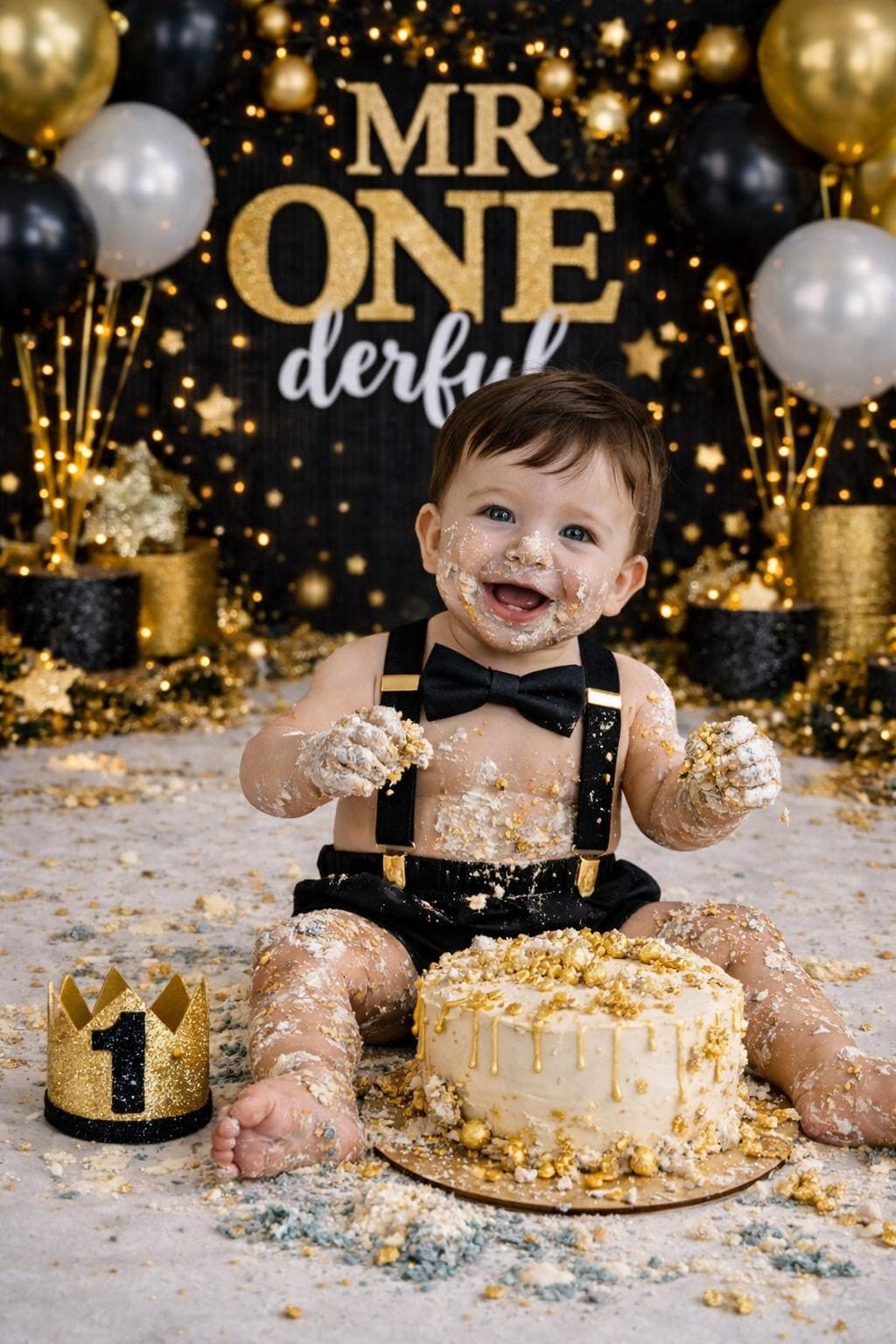 Personalized Cake Smash Outfit, First Birthday Outfit, Birthday Photo Set by Bee Cute Baby