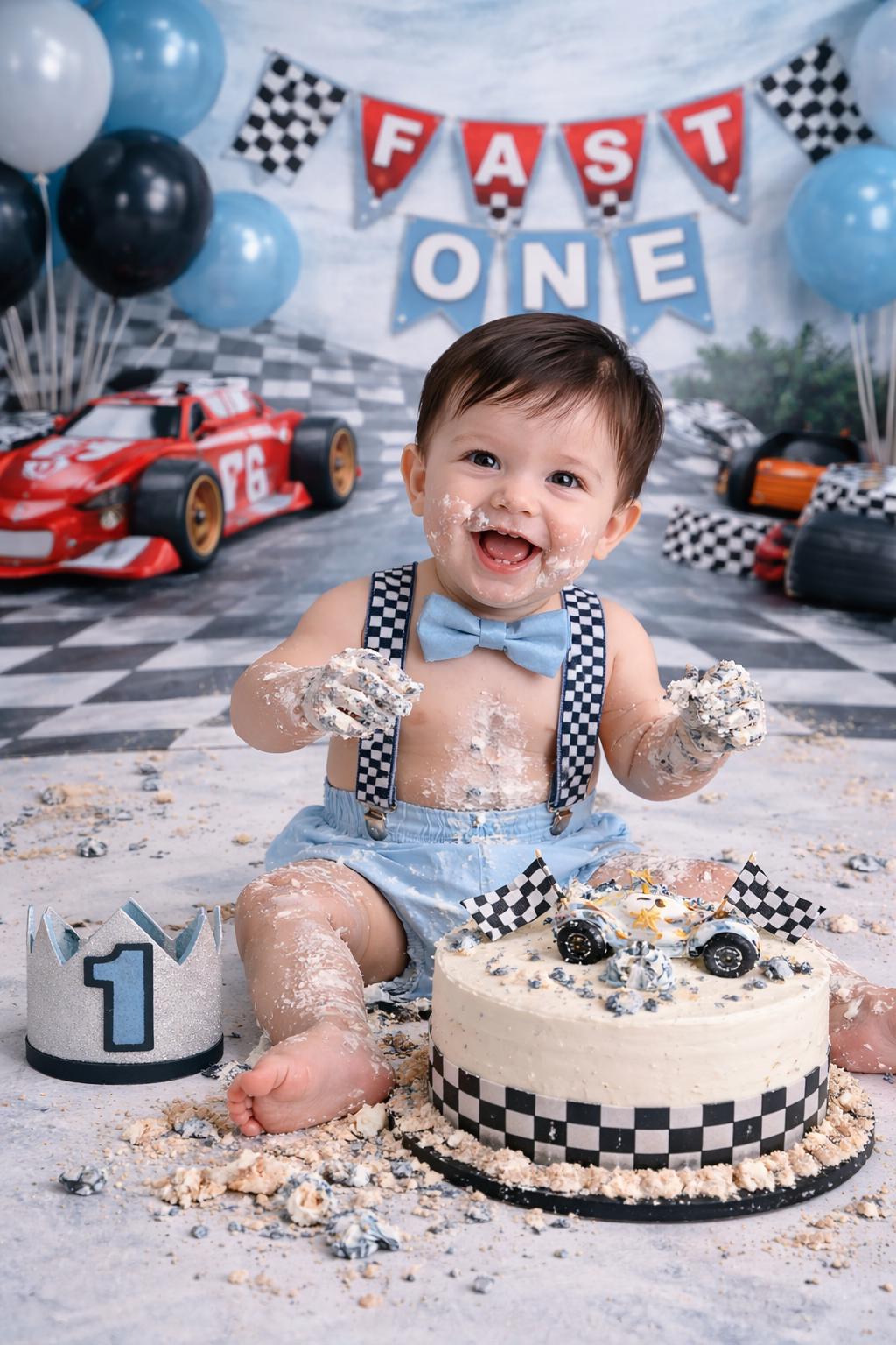 Race Car Cake Smash Outfit, Personalized First Birthday Outfit, Birthday Photo Set by Bee Cute Baby
