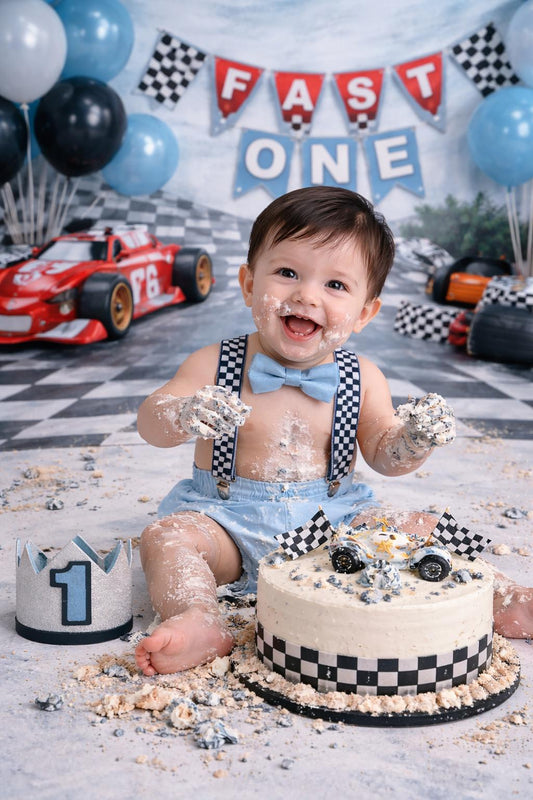 Race Car Cake Smash Outfit, Personalized First Birthday Outfit, Birthday Photo Set by Bee Cute Baby