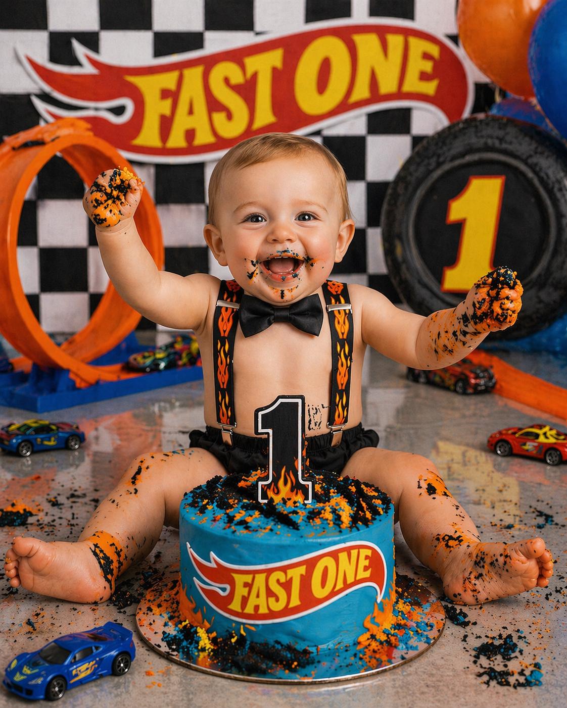 Race Car Cake Smash Outfit, Personalized First Birthday Outfit, Birthday Photo Set by Bee Cute Baby