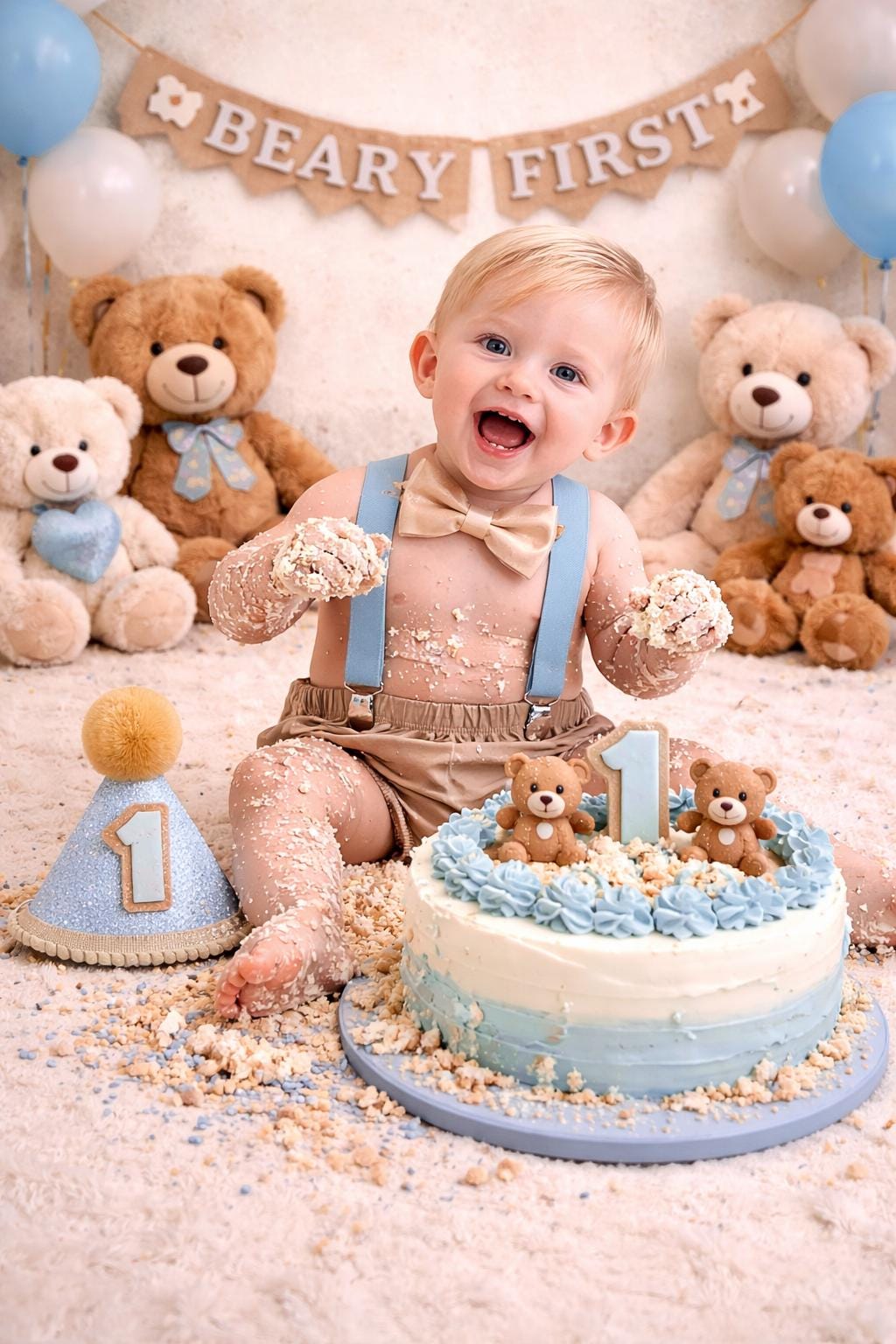 Personalized Cake Smash Outfit, First Birthday Outfit, Birthday Photo Set by Bee Cute Baby