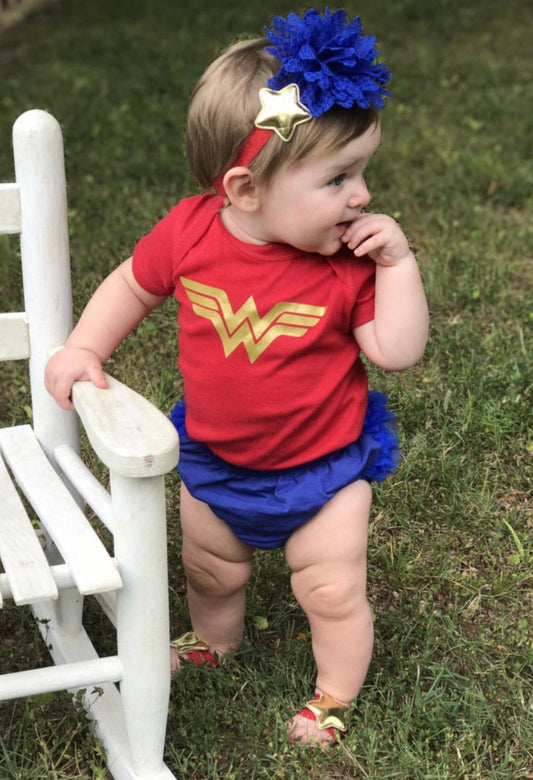 WW Super Hero Baby Girl halloween costume, inspired baby first birthday. - beecutebaby