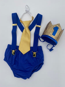 Royal and Gold Smash Cake Outfit