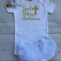 3 pcs Set Personalized Baptism Outfit After Party. - beecutebaby