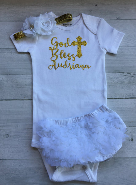 3 pcs Set Personalized Baptism Outfit After Party. - beecutebaby
