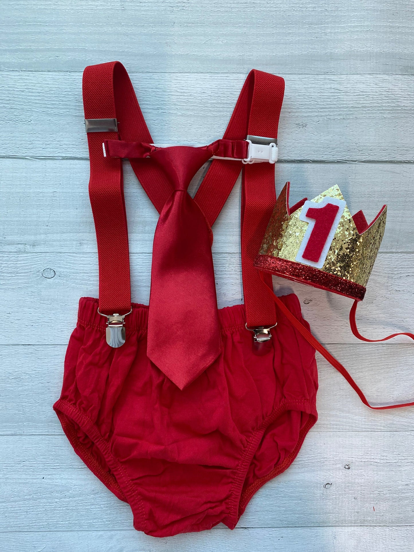 Red & Gold Cake Smash Outfit