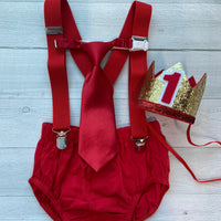 Red & Gold Cake Smash Outfit
